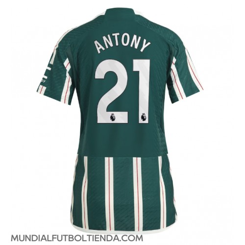 Camiseta Manchester United Antony #21 Segunda Equipación Replica 2023-24 para mujer mangas cortas
